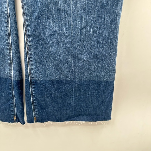 SPANX XL crop dipped stretch pull-on flare woman raw hem cute high-rise denim - Picture 6 of 11